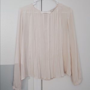 Ann Taylor LOFT Elegant Sheer Light-Pink Blouse